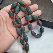 Venetian Style Green Red Beaded Necklace 12mm Artisan Statement Jewelry beads necklace gift