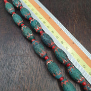 Venetian Style Green Red Beaded Necklace 12mm Artisan Statement Jewelry beads necklace gift