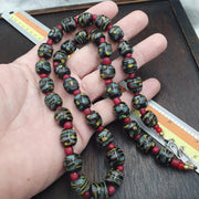 Venetian Style Beaded Necklace with Czech Red Whiteheart Beads 12mm Artisan Statement Jewelry beads necklace gift