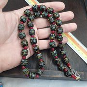 Venetian Style Beaded Necklace with Czech Red Whiteheart Beads 12mm Artisan Statement Jewelry beads necklace gift