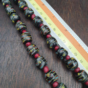Venetian Style Beaded Necklace with Czech Red Whiteheart Beads 12mm Artisan Statement Jewelry beads necklace gift