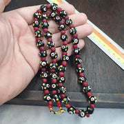 Venetian Style Black Eye Bead Necklace with Czech Red Whiteheart Glass Beads 10mm Artisan Statement Jewelry beads necklace gift