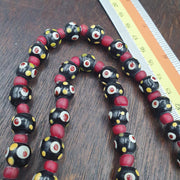 Venetian Style Black Eye Bead Necklace with Czech Red Whiteheart Glass Beads 10mm Artisan Statement Jewelry beads necklace gift