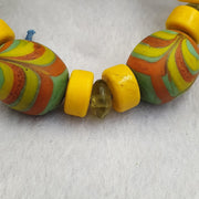 Venetian Style Chevron Glass Beads With Yellow and white Spacer Beads Necklace