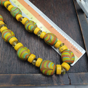 Venetian Style Chevron Glass Beads With Yellow and white Spacer Beads Necklace