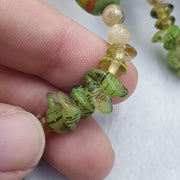 Venetian Style Chevron Glass Beads With Yellow green Spacer Beads Necklace