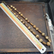 South Asian burmese old pumtek and Tibetan Yak Bone beads long necklace