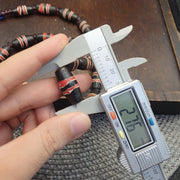 Striped Barrel Bead Necklace, Black Red White Tribal Trade Beads, Himalayan Naga Style Bead Strand, Ethnic Boho Statement Jewelry