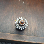 Silver plated brass Ring With Tibetan Goat Eye Agate Center Stone