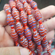 Vintage Millefiori style Feather Glass Beads Necklace (19x9.5mm)