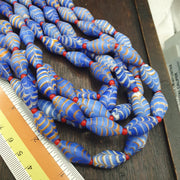 Vintage Millefiori style Feather Blue Glass Beads Necklace (19x9.5mm)