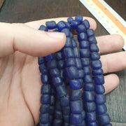 Beautiful old African Style cobalt Blue Glass Vintage Beads Strand