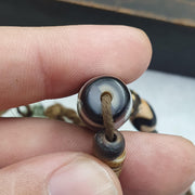 Tibetan 2 Eye Dzi Agate Necklace Himalayan Amulet Bead Talisman Bone Beads Nepal Cord Mala