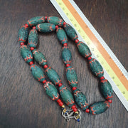 Venetian Style Green Red Beaded Necklace 12mm Artisan Statement Jewelry beads necklace gift