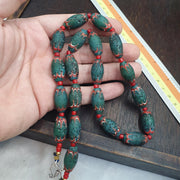 Venetian Style Green Red Beaded Necklace 12mm Artisan Statement Jewelry beads necklace gift