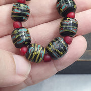 Venetian Style Beaded Necklace with Czech Red Whiteheart Beads 12mm Artisan Statement Jewelry beads necklace gift