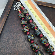 Venetian Style Beaded Necklace with Czech Red Whiteheart Beads 12mm Artisan Statement Jewelry beads necklace gift