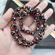 Venetian Style Black Eye Bead Necklace with Czech Red Whiteheart Glass Beads 10mm Artisan Statement Jewelry beads necklace gift
