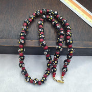 Venetian Style Black Eye Bead Necklace with Czech Red Whiteheart Glass Beads 10mm Artisan Statement Jewelry beads necklace gift