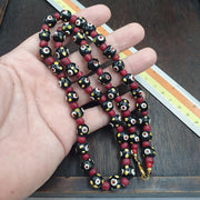 Venetian Style Black Eye Bead Necklace with Czech Red Whiteheart Glass Beads 10mm Artisan Statement Jewelry beads necklace gift