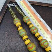 Venetian Style Chevron Glass Beads With Yellow and white Spacer Beads Necklace