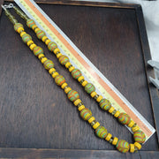 Venetian Style Chevron Glass Beads With Yellow and white Spacer Beads Necklace