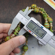 Venetian Style Chevron Glass Beads With Yellow green Spacer Beads Necklace