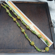 Venetian Style Chevron Glass Beads With Yellow green Spacer Beads Necklace