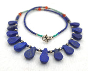East Oasis Lapis Lazuli and Turquoise Afghani Bead Necklace, 18 Inch Ancient Style