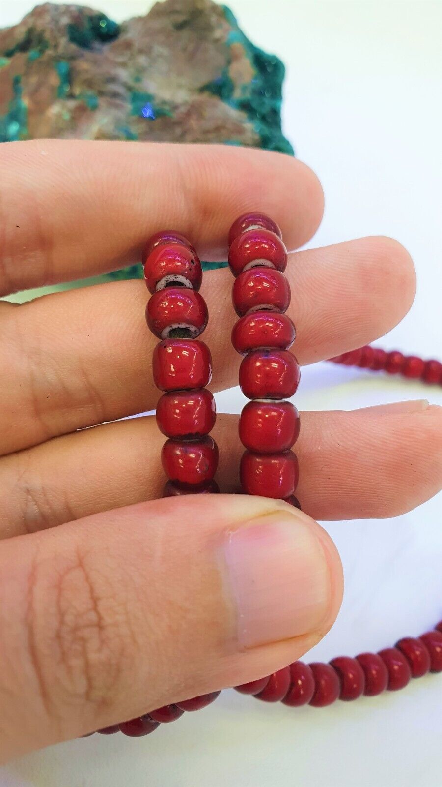 Antique Venetian White Heart Trade Beads 7mm