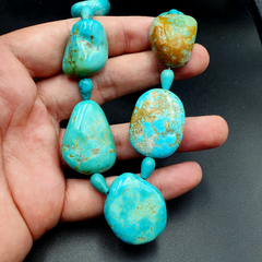 VINTAGE KINGMAN & SLEEPING BEAUTY TURQUOISE  BEADS Necklace 28.5" Strand