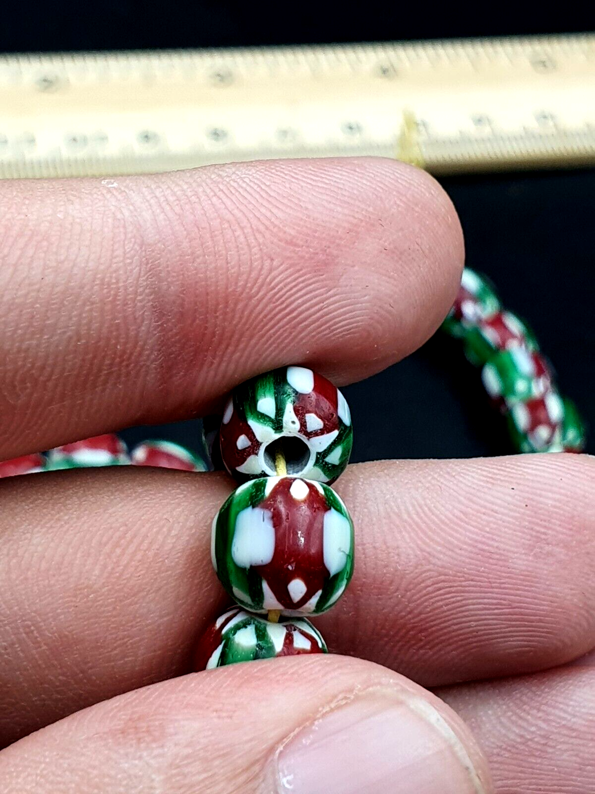 Stunning watermelon Chevrons Venetian Trade Beads Africa Authentic Antiques