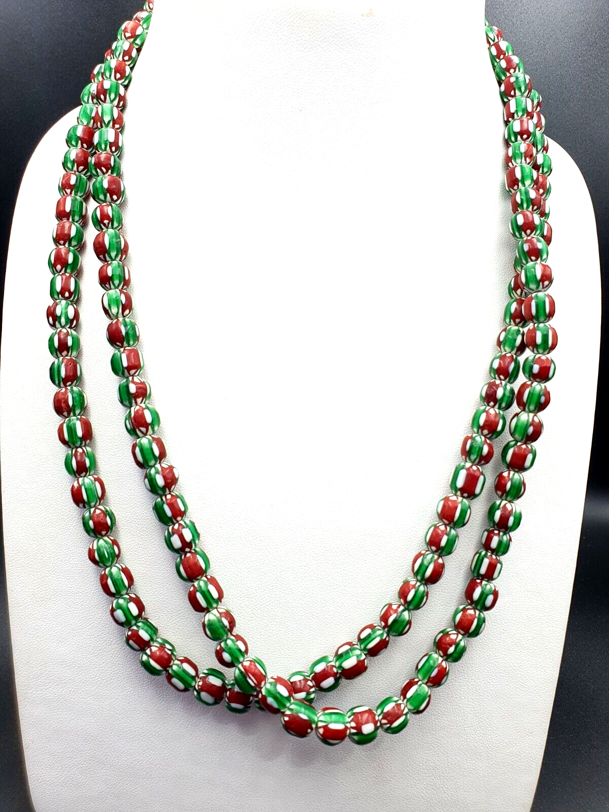 Stunning watermelon Chevrons Venetian Trade Beads Africa Authentic Antiques