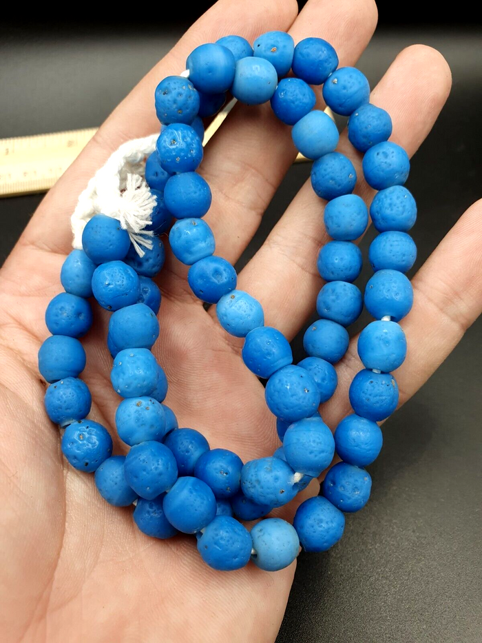 65 Pcs Rare and Beautiful African Glass Trade Antique Beads 10MM Full Strand