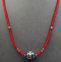 Beautiful Venetian White Heart Trade Beads Afghan vintage brass Bead Necklace