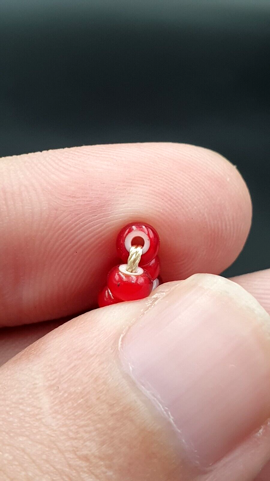 美麗的威尼斯白心貿易珠阿富汗復古黃銅珠項鍊