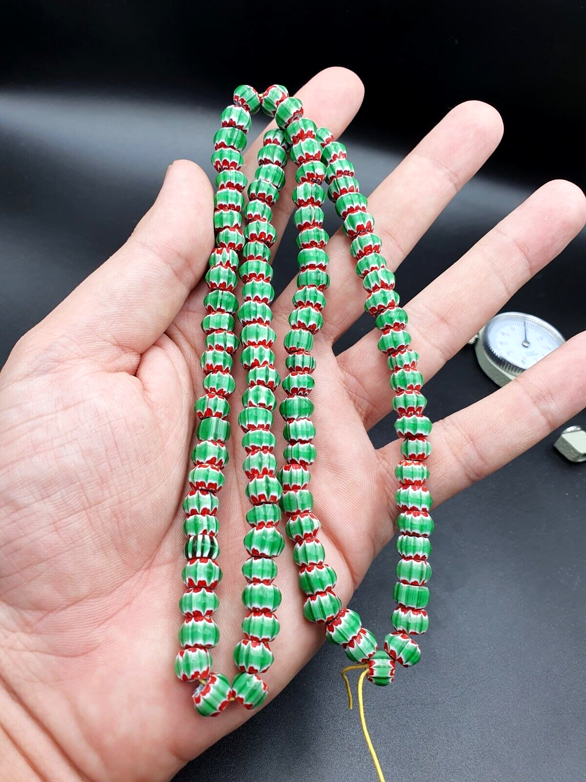 Stunning watermelon Chevrons Venetian Trade Beads Africa Authentic Antiques