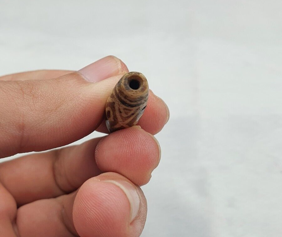 南亞緬甸古董貿易 Pumtek 石化木珠 19 世紀末 31 毫米