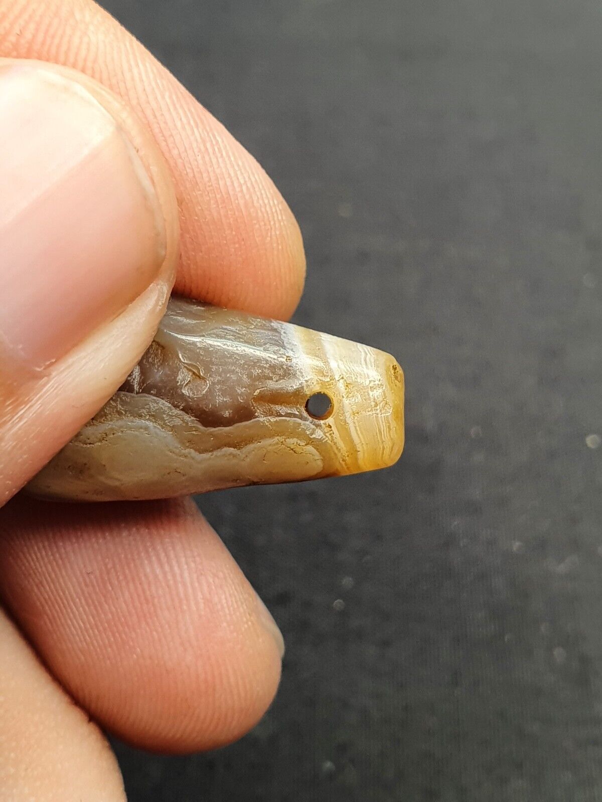Antique Ancient Banded Agate Pendent Bead Near Eastern sasanian