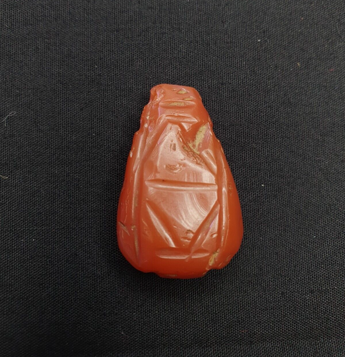 Antique Ancient Engraved carnelian Agate Bead Near Eastern sasanian