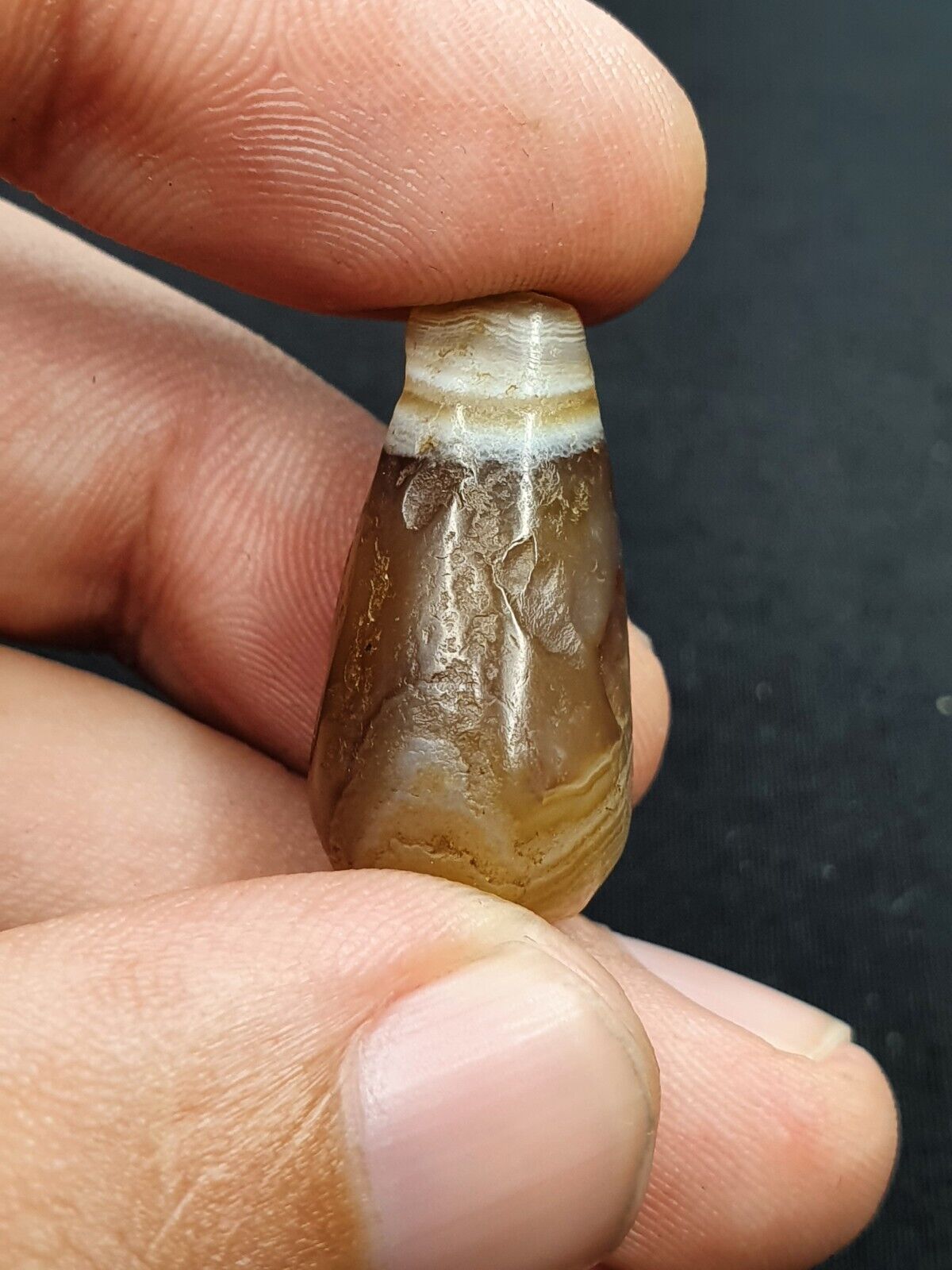 Antique Ancient Banded Agate Pendent Bead Near Eastern sasanian