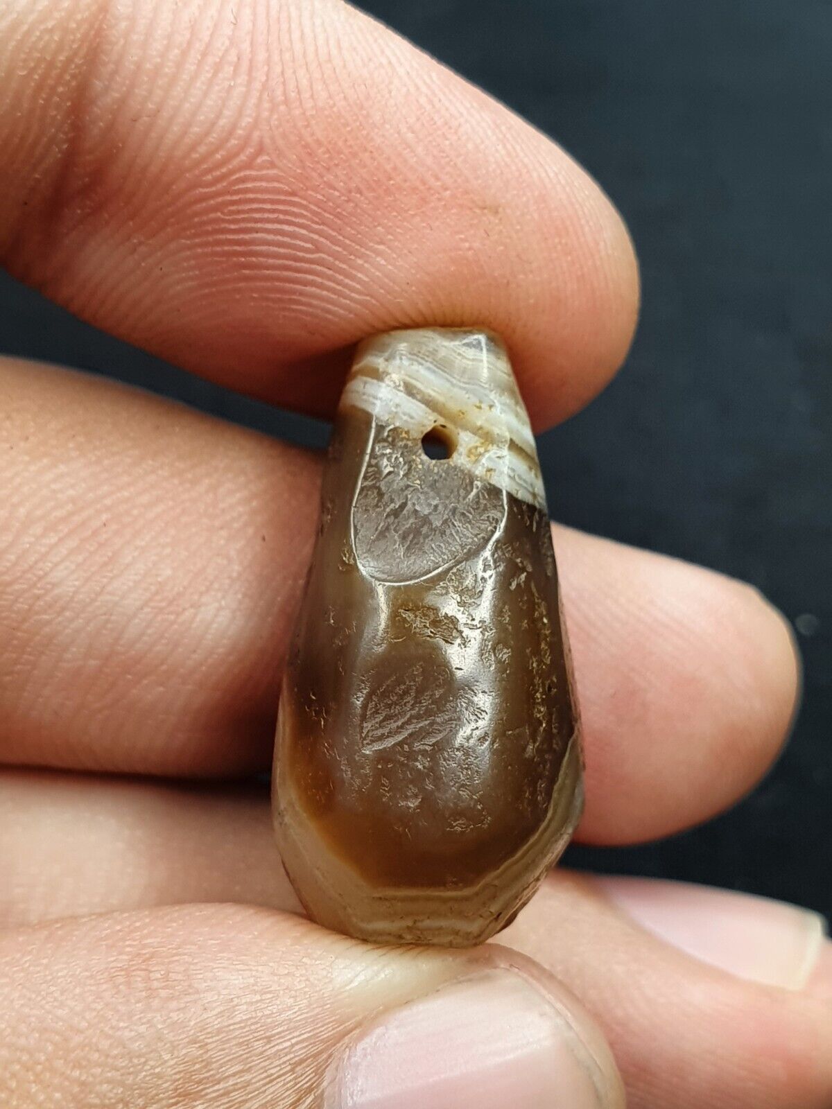 Antique Ancient Banded Agate Pendent Bead Near Eastern sasanian