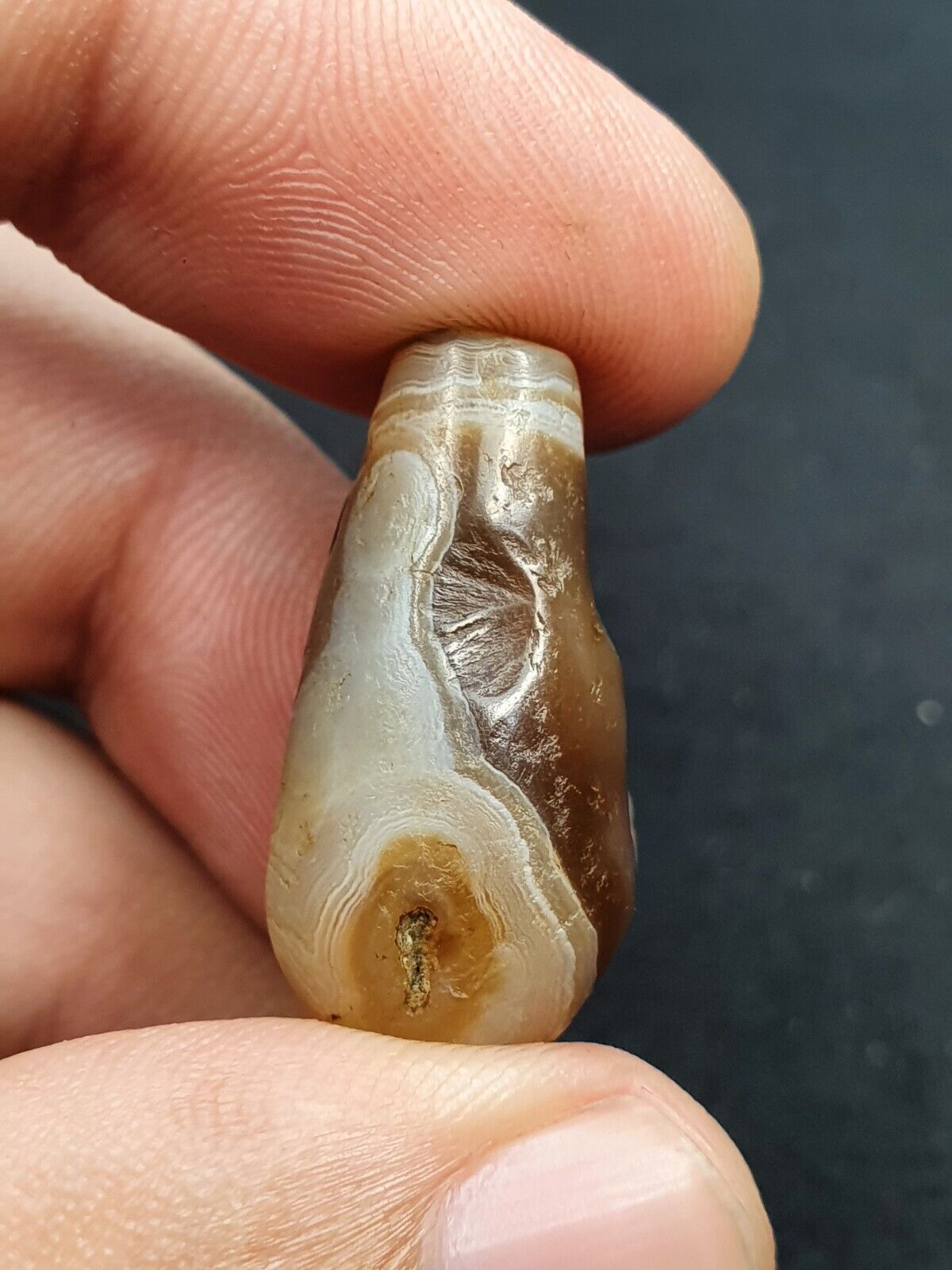 Antique Ancient Banded Agate Pendent Bead Near Eastern sasanian