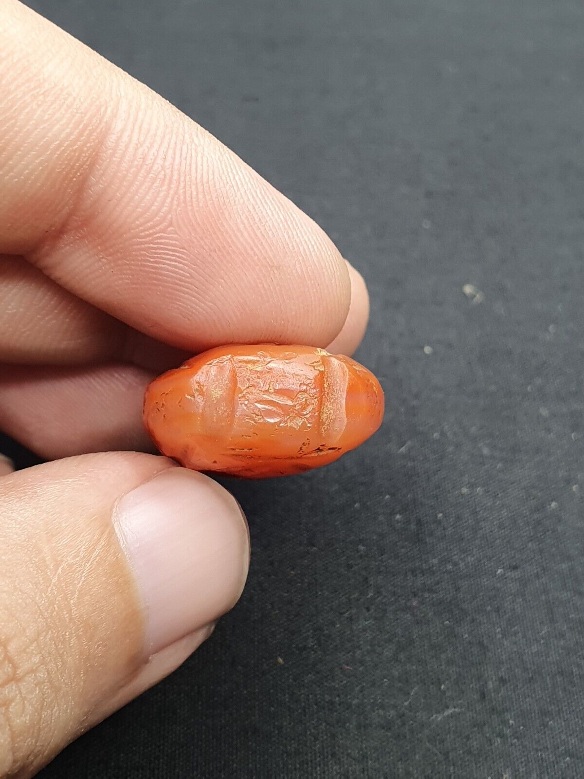 Antique Ancient Engraved carnelian Agate Bead Near Eastern sasanian