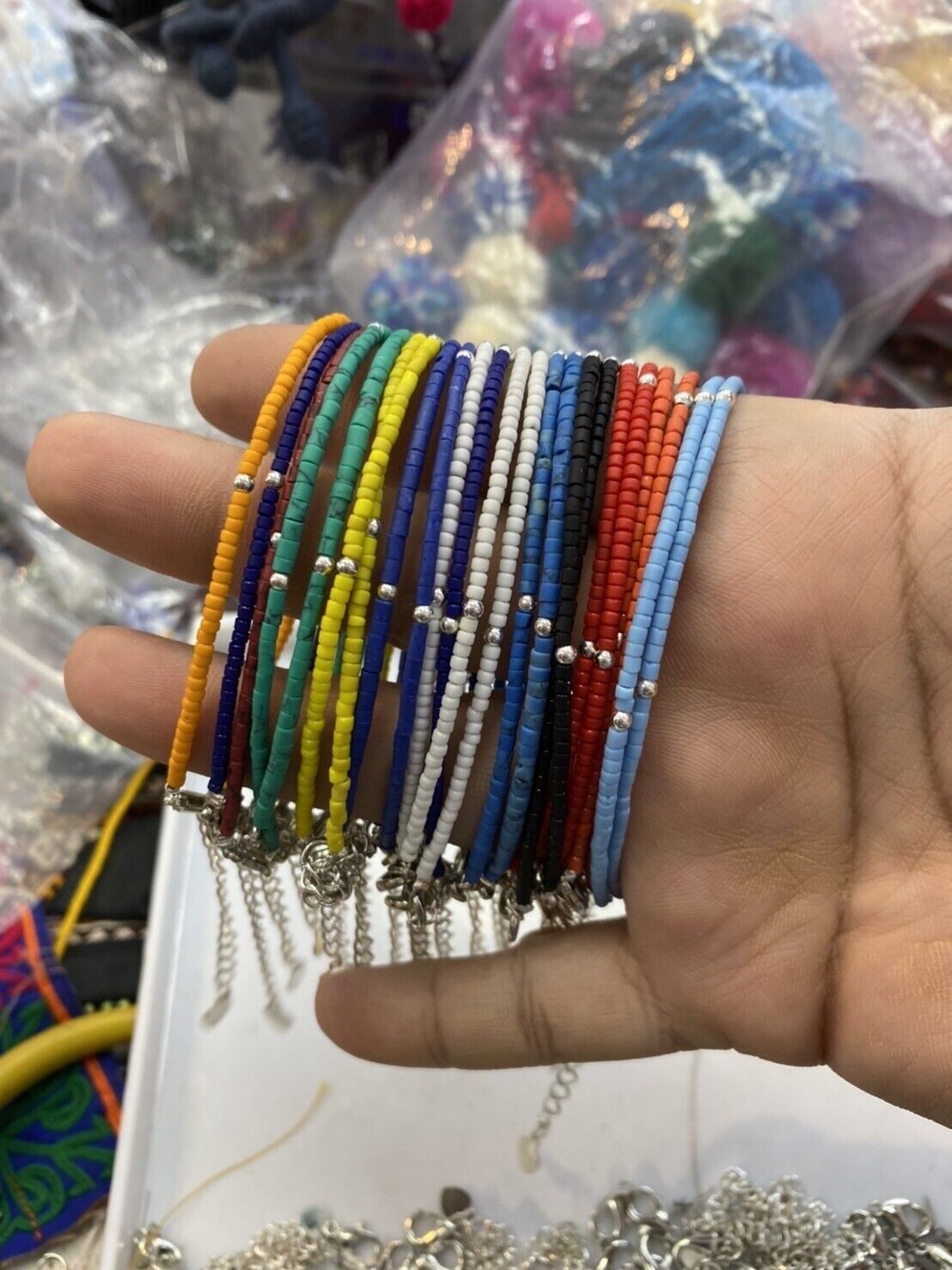 Großhandel Regenbogen-Samenperlenarmband, minimalistisches Perlenarmband 10 Stück
