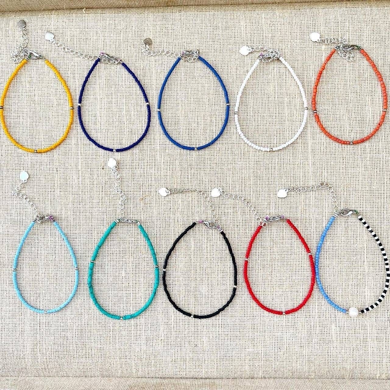 Großhandel Regenbogen-Samenperlenarmband, minimalistisches Perlenarmband 10 Stück