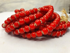 8.5mm Antique Venetian White Heart Trade Beads Long Strand