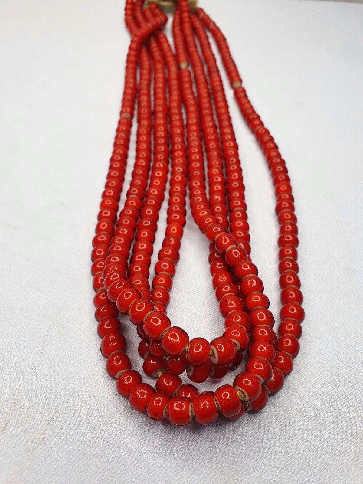 8.5mm Antique Venetian White Heart Trade Beads Long Strand
