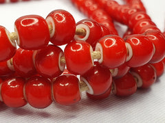 8.5mm Antique Venetian White Heart Trade Beads Long Strand