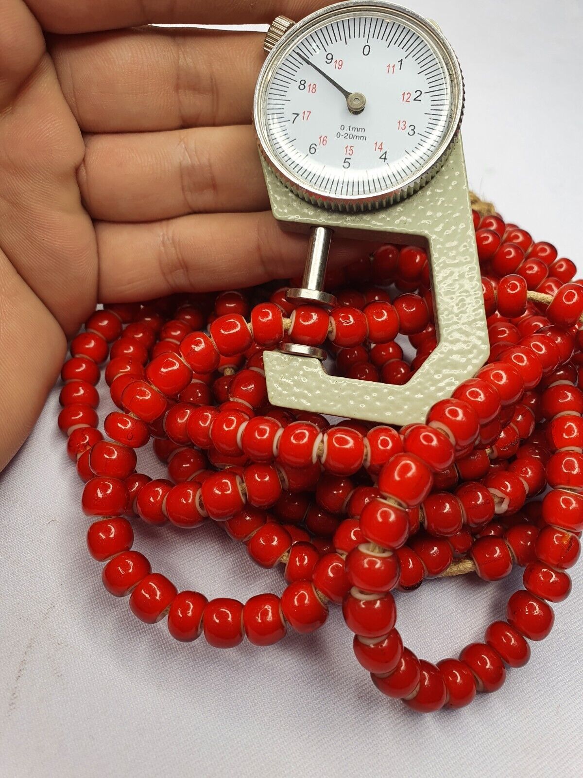 8.5mm Antique Venetian White Heart Trade Beads Long Strand